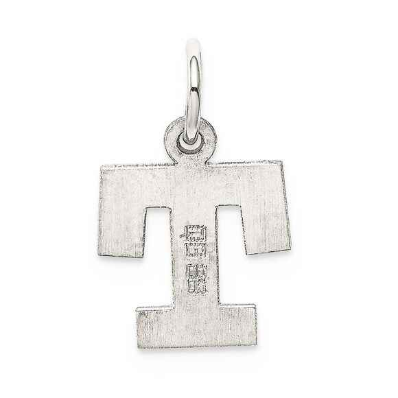 Sterling Silver, Amanda Collection Small Block Style Initial T Pendant - Picture 3 of 5